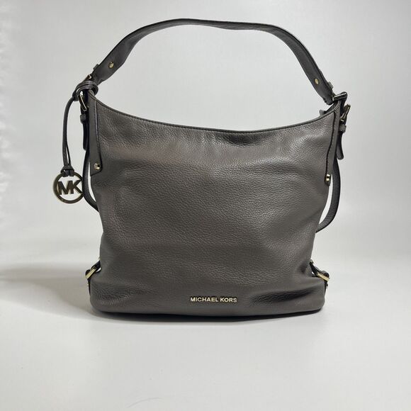 Michael Kors Handbags - Michael Kors Bedford Large Belted Shoulder Bag Gray Leather Purse Handbag